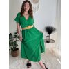 Šaty letní košilové s páskem krátký rukáv dámské (S/M/L ONE SIZE) ITALSKá MóDA IM424486/DR (Velikost M/L, Barva zelená mintova)