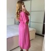 Šaty dlouhé letní mušelínové krátký rukáv dámské (S/M ONE SIZE) ITALSKÁ MÓDA IMWCH24569-2/DU (Velikost S/M/L, Barva růžová)