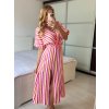 Šaty dlouhé letní mušelínové krátký rukáv dámské (S/M ONE SIZE) ITALSKÁ MÓDA IMWCH24569-3/DU (Velikost S/M/L, Barva růžová)