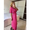 Šaty dlouhé letní mušelínové krátký rukáv dámské (S/M ONE SIZE) ITALSKÁ MÓDA IMWCH24569-4/DU (Velikost S/M/L, Barva růžová)