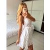 Šaty krátké háčkované letní na ramínka dámské (S/M ONE SIZE) ITALSKÁ MÓDA IMPSH2488382/DU (Velikost S/M/L, Barva bílá)
