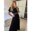 Šaty dlouhé krátký rukáv dámské (S/M/L ONE SIZE) ITALSKÁ MÓDA IMWCN24072/DU