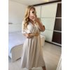 Šaty dlouhé mušelín s páskem krátký rukáv dámské (S/M/L ONE SIZE) ITALSKÁ MÓDA IMWBH24055/DU (Velikost M/L, Barva béžová)