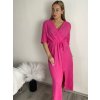 Šaty dlouhé letní mušelínové krátký rukáv dámské (S/M/L ONE SIZE) ITALSKÁ MÓDA IM424404/DU