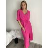 Šaty dlouhé letní mušelínové krátký rukáv dámské (S/M/L ONE SIZE) ITALSKÁ MÓDA IM424404/DU