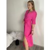 Šaty dlouhé letní mušelínové krátký rukáv dámské (S/M/L ONE SIZE) ITALSKÁ MÓDA IM424404/DU