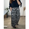 Kalhoty letní dlouhé dámské nadrozměr (54/56 ONE SIZE) ITALSKÁ MÓDA IMWEC24WILD-1/DR (Velikost 54/56, Barva Černá)