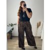Kalhoty letní dlouhé dámské nadrozměr (54/56 ONE SIZE) ITALSKÁ MÓDA IMWEC24WILD-2/DR (Velikost 54/56, Barva hnědá)