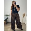 Kalhoty letní dlouhé dámské nadrozměr (54/56 ONE SIZE) ITALSKÁ MÓDA IMWEC24WILD-2/DR (Velikost 54/56, Barva hnědá)