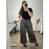 Kalhoty letní dlouhé dámské nadrozměr (54/56 ONE SIZE) ITALSKÁ MÓDA IMWEC24WILD-3/DR (Velikost 54/56, Barva hnědá leopard)