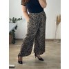 Kalhoty letní dlouhé dámské nadrozměr (54/56 ONE SIZE) ITALSKÁ MÓDA IMWEC24WILD-3/DR (Velikost 54/56, Barva hnědá leopard)