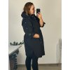 Bunda na zip s kapucí 3/4 rukáv dámská nadrozměr (56,58,60) ITALSKá MóDA IMSM24MOON/DR (Velikost 60, Barva Černá)