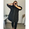 Bunda na zip s kapucí 3/4 rukáv dámská nadrozměr (56,58,60) ITALSKá MóDA IMSM24MOON/DR (Velikost 60, Barva Černá)