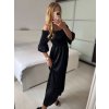 Šaty dlouhé žabičované krátký rukáv dámské (S/M ONE SIZE) ITALSKÁ MÓDA IMPMD243151K/DU (Velikost S/M/L, Barva Černá)