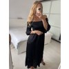 Šaty dlouhé žabičované krátký rukáv dámské (S/M ONE SIZE) ITALSKÁ MÓDA IMPMD243151K/DU (Velikost S/M/L, Barva Černá)