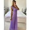 Šaty dlouhé společenské krátký rukáv dámské (S/M ONE SIZE) ITALSKÁ MÓDA IMPSH2420022/DUR (Velikost S/M/L, Barva fialová)