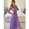 Šaty dlouhé společenské krátký rukáv dámské (S/M ONE SIZE) ITALSKÁ MÓDA IMPSH2420022/DUR (Velikost S/M/L, Barva fialová)