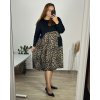 Šaty volnočasové dlouhý rukáv dámské nadrozměr (56/58 ONE SIZE) ITALSKá MóDA IM424572-1/DU (Velikost 56/58, Barva hnědá)