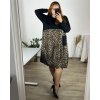 Šaty volnočasové dlouhý rukáv dámské nadrozměr (56/58 ONE SIZE) ITALSKá MóDA IM424572-1/DU (Velikost 56/58, Barva hnědá)