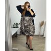 Šaty volnočasové dlouhý rukáv dámské nadrozměr (56/58 ONE SIZE) ITALSKá MóDA IM424572-2/DU (Velikost 56/58, Barva hnědá)