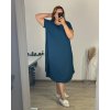 Šaty krátký rukáv dámské nadrozměr (54/56 ONE SIZE) ITALSKÁ MÓDA IMSM24HANNAH/DU (Velikost 54/56, Barva tmavě petrolejová)