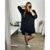 Šaty mikinové dlouhý rukáv dámské nadrozměr (54/56/58 ONE SIZE) ITALSKÁ MÓDA IMWQ24304/DU (Velikost 56/58, Barva Černá)