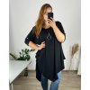 Tunika s přívěškem dlouhý rukáv dámská nadrozměr (58/60 ONE SIZE) ITALSKÁ MÓDA IMWQ24130/DU (Velikost 58/60, Barva Černá)