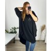 Tunika s přívěškem dlouhý rukáv dámská nadrozměr (58/60 ONE SIZE) ITALSKÁ MÓDA IMWQ24130/DU (Velikost 58/60, Barva Černá)