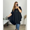 Tunika s přívěškem dlouhý rukáv dámská nadrozměr (58/60 ONE SIZE) ITALSKÁ MÓDA IMWQ24130/DU (Velikost 58/60, Barva Černá)