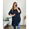 Tunika s přívěškem dlouhý rukáv dámská nadrozměr (58/60 ONE SIZE) ITALSKÁ MÓDA IMWQ24130/DU (Velikost 58/60, Barva Černá)