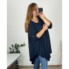 Tunika s přívěškem dlouhý rukáv dámská nadrozměr (58/60 ONE SIZE) ITALSKÁ MÓDA IMWQ24130/DU (Velikost 58/60, Barva Černá)