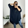 Tunika s přívěškem dlouhý rukáv dámská nadrozměr (58/60 ONE SIZE) ITALSKÁ MÓDA IMWQ24130/DU (Velikost 58/60, Barva Černá)