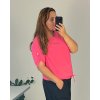 Tunika 3/4 krátký rukáv dámská (50/52 ONE SIZE) ITALSKÁ MÓDA /DU (Velikost 50/52, Barva růžová středně)