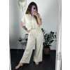 Souprava letní tunika  a kalhoty dámské (S/M ONE SIZE) ITALSKá MóDA IM424543/DR (Velikost S/M/L, Barva béžová)