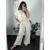 Souprava letní tunika  a kalhoty dámské (S/M ONE SIZE) ITALSKá MóDA IM424543/DR (Velikost S/M/L, Barva béžová)