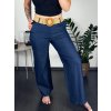 Kalhoty dlouhé s páskem dámské (S/M/L ONE SIZE) ITALSKÁ MÓDA IMC24122/DU (Velikost M/L, Barva světle modrá)