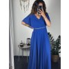 šaty dlouhé elegantní společenské krátký rukáv dámské (M/L ONE SIZE) ITALSKÁ MÓDA IMM24XF50124/DUR (Velikost M/L, Barva modrá královská)