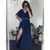 šaty dlouhé elegantní společenské krátký rukáv dámské (M/L ONE SIZE) ITALSKÁ MÓDA IMM24XF50124/DUR (Velikost M/L, Barva modrá královská)