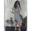 Košilové šaty krátký rukáv dámská  (S/M/L ONE SIZE) ITALSKá MODA IMSM24038/DUR (Velikost M/L, Barva modrá)
