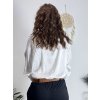 Tunika košile saténová dlouhý rukáv dámská (S/M ONE SIZE) ITALSKÁ MÓDA IMM24M2122/DUR (Velikost S/M/L, Barva bílá)