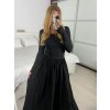 Šaty dlouhé elegantní dlouhý rukáv dámské (S/M ONE SIZE) ITALSKÁ MÓDA IMM24M25599 (Velikost S/M/L, Barva Černá)