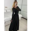 Šaty dlouhé elegantní dlouhý rukáv dámské (S/M ONE SIZE) ITALSKÁ MÓDA IMM24M25599 (Velikost S/M/L, Barva Černá)