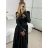 Šaty dlouhé elegantní dlouhý rukáv dámské (S/M ONE SIZE) ITALSKÁ MÓDA IMM24M25599 (Velikost S/M/L, Barva Černá)