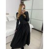 Šaty dlouhé elegantní dlouhý rukáv dámské (S/M ONE SIZE) ITALSKÁ MÓDA IMM24M25599 (Velikost S/M/L, Barva Černá)