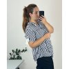 Tunika košilová prodloužená 3/4 krátký rukáv dámská nadrozměr (52/54 ONE SIZE) ITALSKá MODA IMSM24LUISA/DU (Velikost 52/54, Barva tmavě modrá)