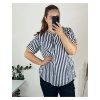 Tunika košilová prodloužená 3/4 krátký rukáv dámská nadrozměr (52/54 ONE SIZE) ITALSKá MODA IMSM24LUISA/DU (Velikost 52/54, Barva tmavě modrá)