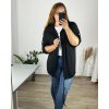 Cardigan dlouhý rukáv dámský nadrozměr (54/56 ONE SIZE) ITALSKÁ MÓDA IMWQ24295/DUR (Velikost 54/56, Barva Černá)