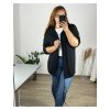 Cardigan dlouhý rukáv dámský nadrozměr (54/56 ONE SIZE) ITALSKÁ MÓDA IMWQ24295/DUR (Velikost 54/56, Barva Černá)