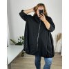 Mikina s kapucí dlouhý rukáv dámská nadrozměr (56/58 ONE SIZE) ITALSKÁ MÓDA IMSM24LEILA/DU (Velikost 56/58, Barva Černá)
