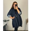 Cardigan dlouhý rukáv dámský nadrozměr (54/56 ONE SIZE) ITALSKÁ MÓDA IMSM24ROMA/DU (Velikost 54/56, Barva tmavě modrá)